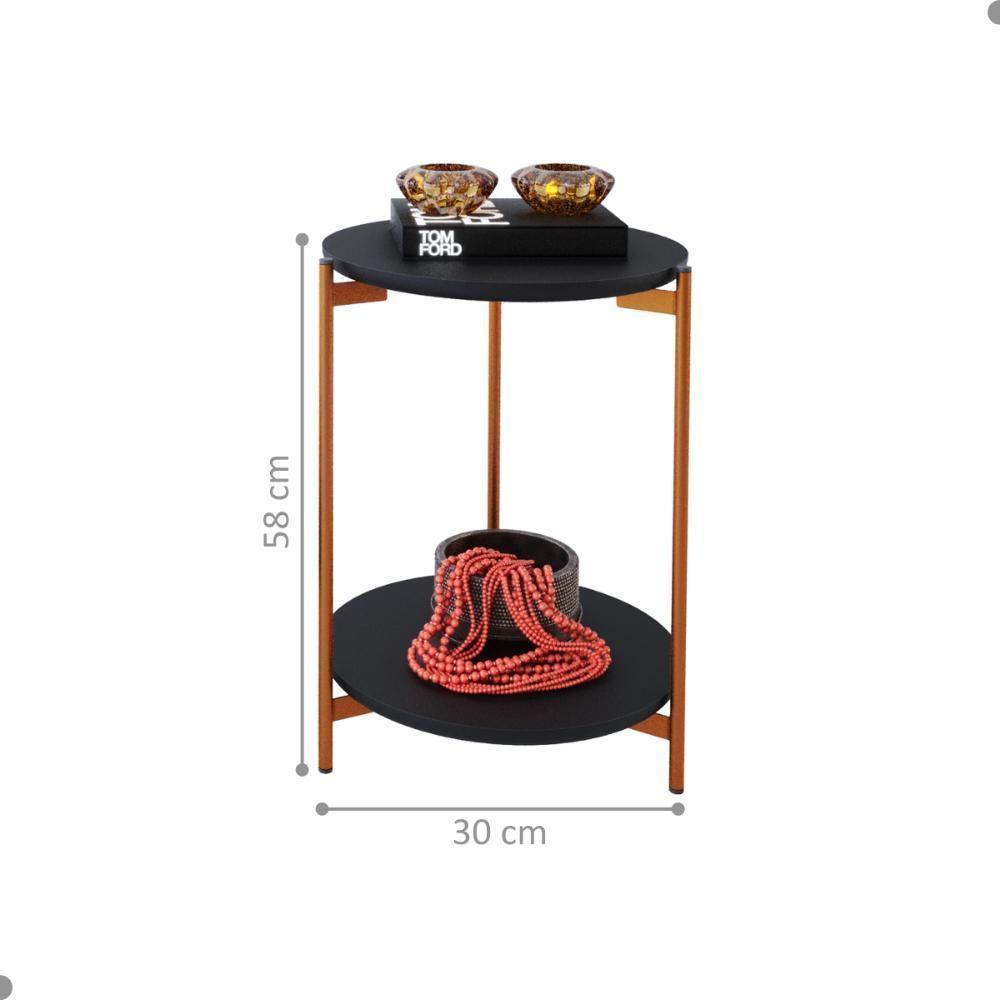 Conjunto De Mesa Para Sala De Estar Cannes Preto Bronze - 3