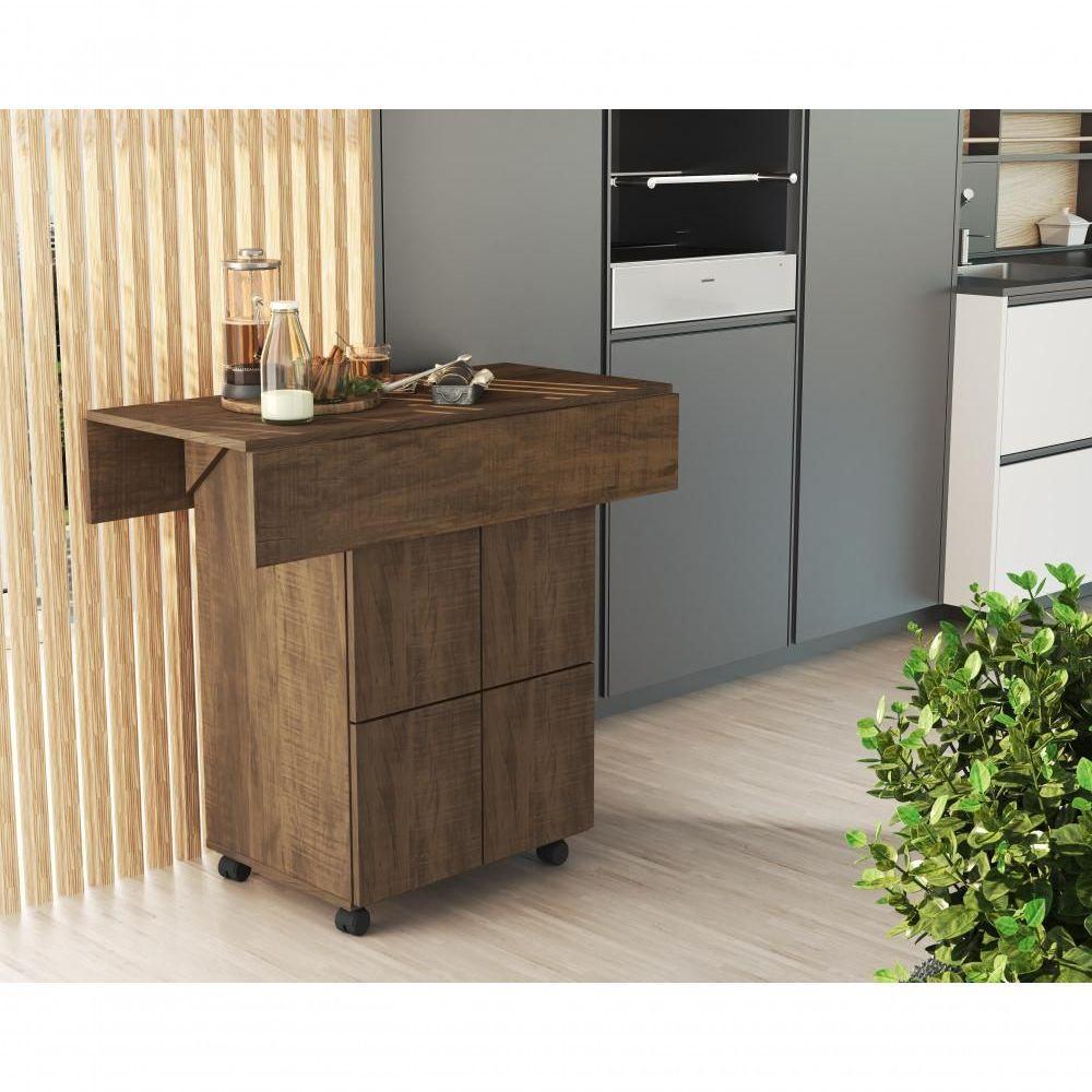 Mesa Dobrável Jeff Com Bancos Castanho - 5