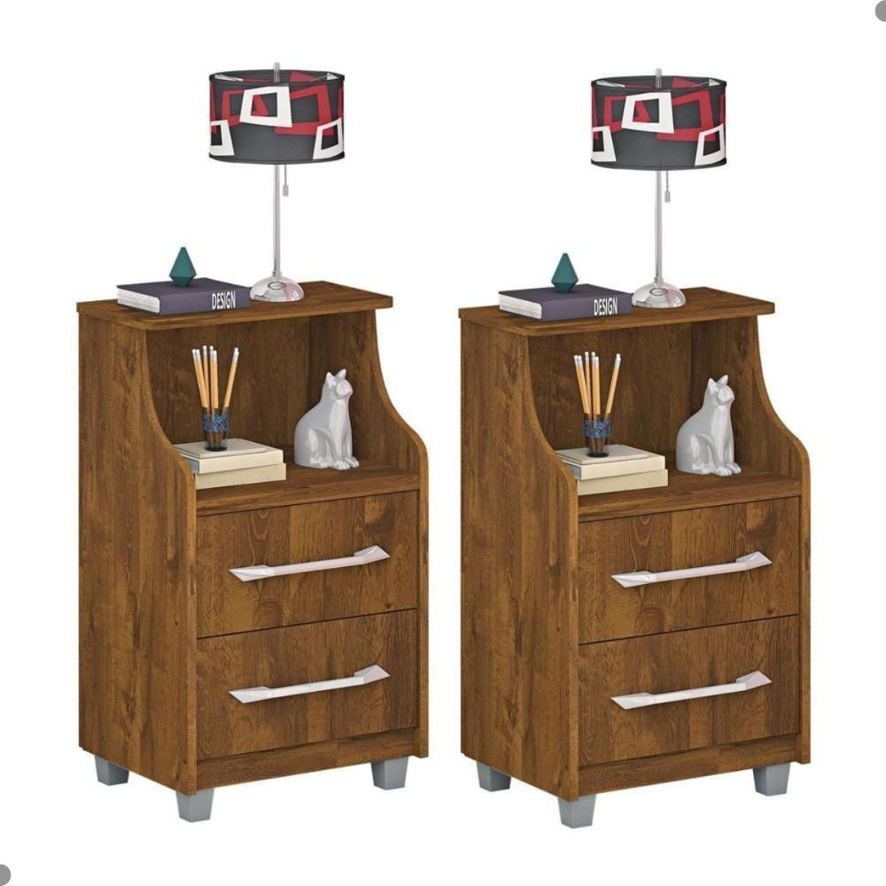 Conjunto 2 Criados Topázio Malbec Com 2 Gavetas - 1