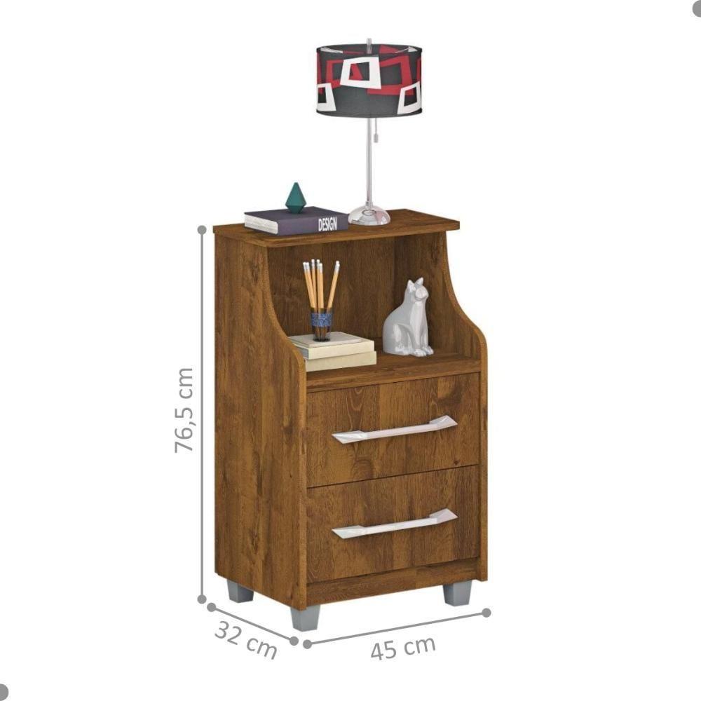 Conjunto 2 Criados Topázio Malbec Com 2 Gavetas - 2