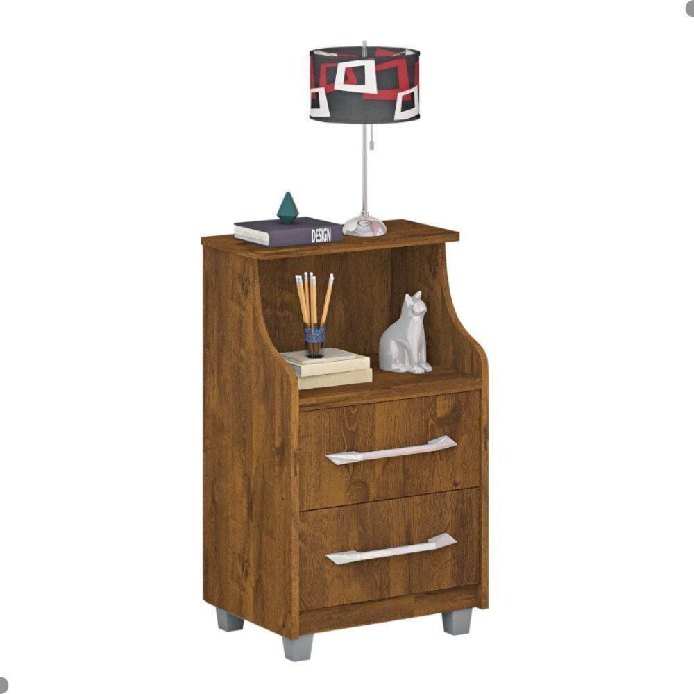 Conjunto 2 Criados Topázio Malbec Com 2 Gavetas - 3