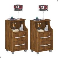 Conjunto 2 Criados Topázio Malbec Com 2 Gavetas - 1