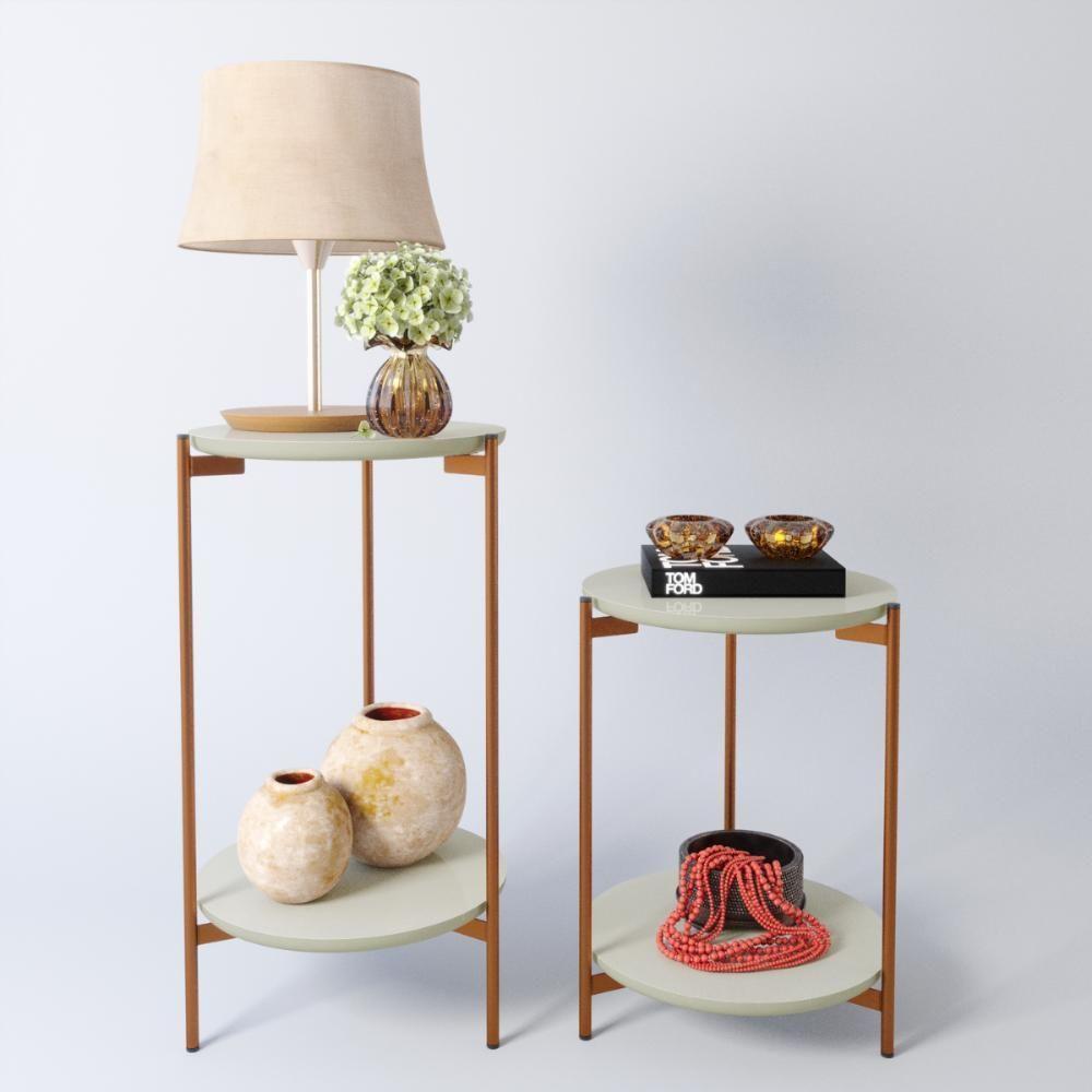 Conjunto De Mesa Para Sala De Estar Cannes Off White Bronze - 5