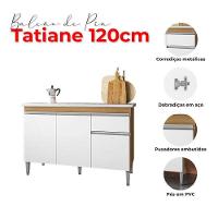 Balcão De Pia Tatiane 120cm Amêndoa Branco - Ajl