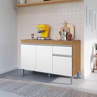 Balcão De Cozinha Ambiente Tatiane Com Tampo 120cm Amêndoa Branco - Ajl - 1