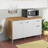 Balcão De Cozinha Gabriela Com Tampo 120cm E Armário Aéreo Andréia Amêndoa Branco - Ajl - 8