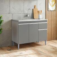 Balcão De Pia Ambiente Tatiane 100cm Cinza Fosco - Ajl - 1