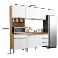 Cozinha Com Balcão E Tampo 120cm Andréia Amêndoa Branco - Ajl - 2