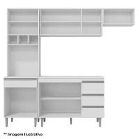 Cozinha Com Balcão E Tampo 120cm Andréia Amêndoa Branco - Ajl - 3