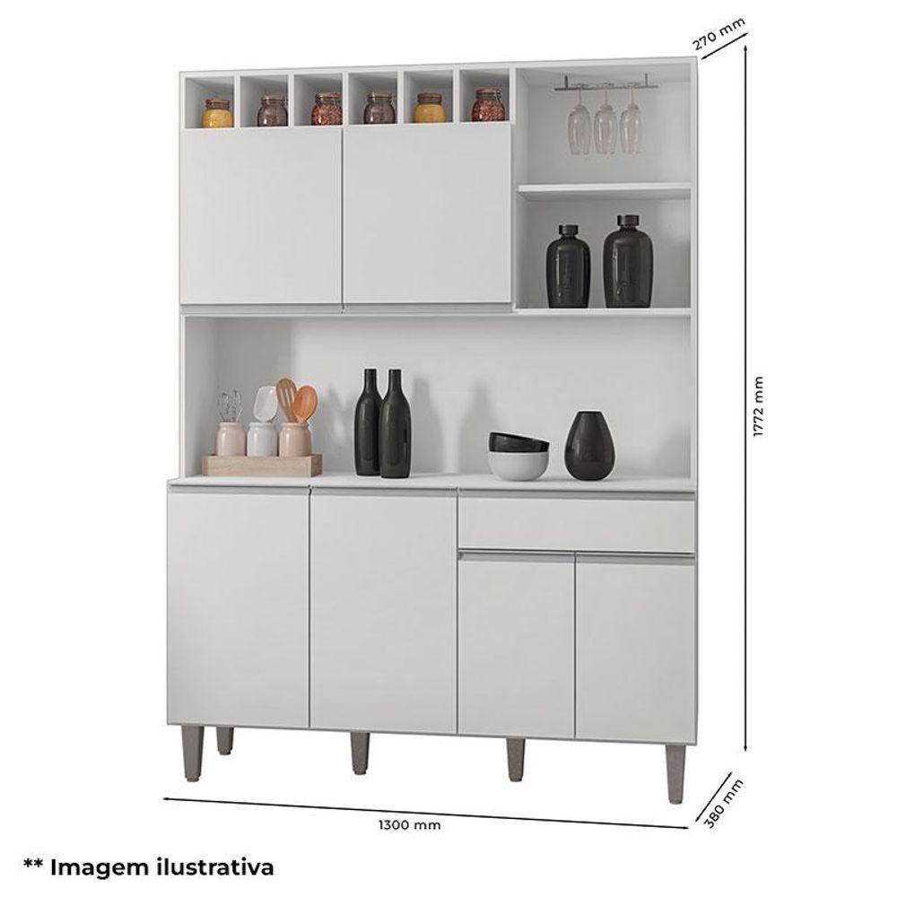 Balcão De Pia Tatiane 120cm E Armário Cozinha Kit Alice Amêndoa Branco - Ajl - 3