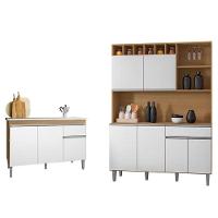 Balcão De Pia Tatiane 120cm E Armário Cozinha Kit Alice Amêndoa Branco - Ajl - 1