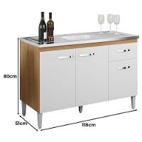 Balcão De Pia Gabriela 120cm E Armário Aéreo Andréia Amêndoa Branco - Ajl - 2