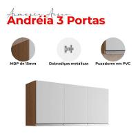 Balcão De Pia Gabriela 120cm E Armário Aéreo Andréia Amêndoa Branco - Ajl - 7