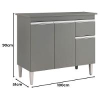 Balcão De Cozinha Tatiane Com Tampo 100cm Cinza Fosco - Ajl - 2