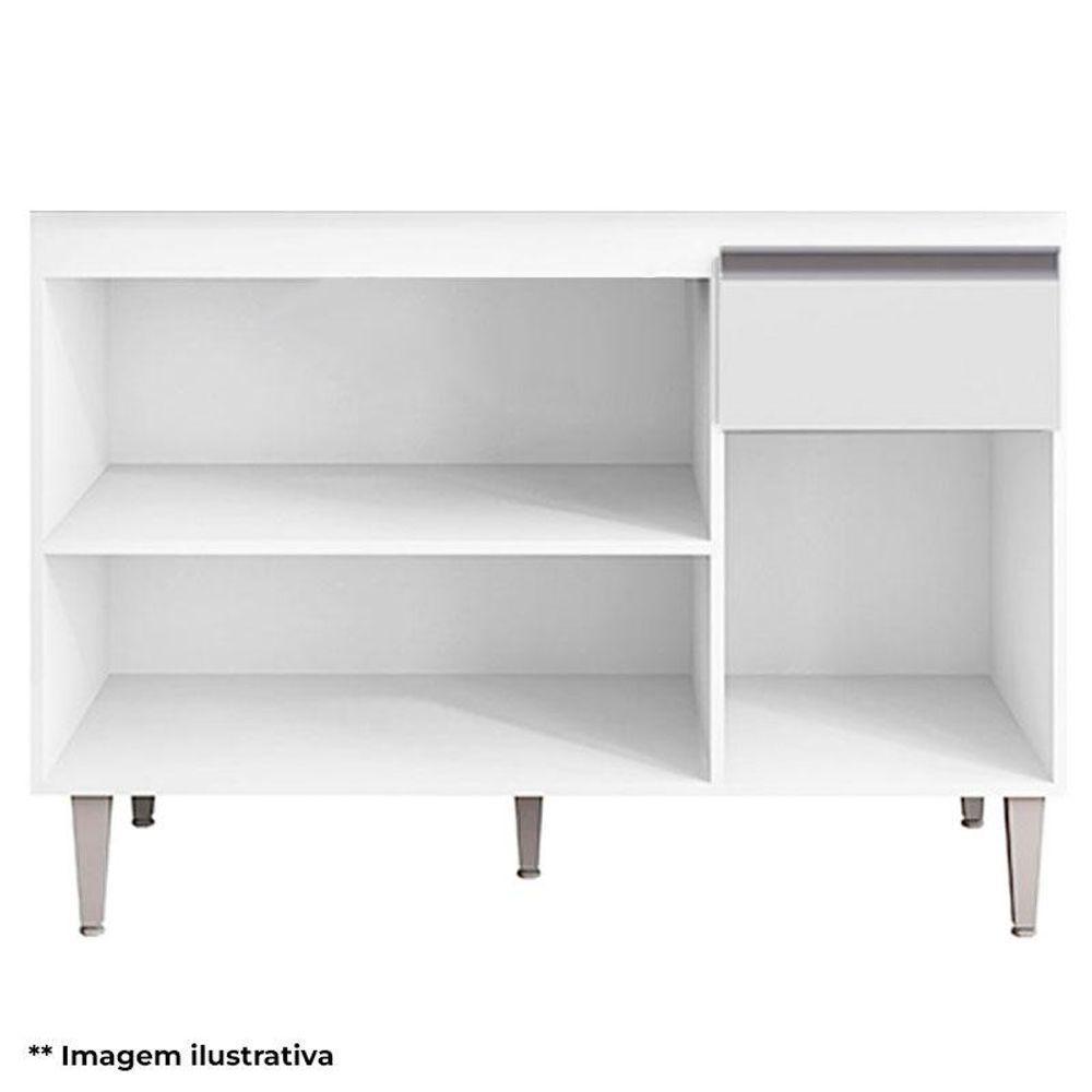 Balcão De Cozinha Tatiane Com Tampo 120cm Amêndoa Branco - Ajl - 3