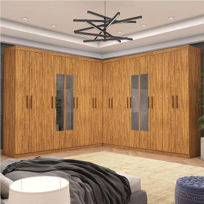 Closet Casal Duplo Rubi Premium 16 Portas C/espelho 8 Gaveta Cinamomo