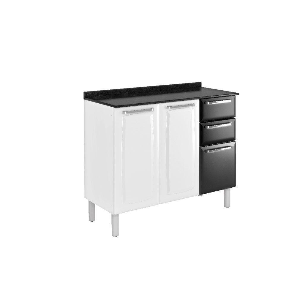 Balcão Luce 3 Portas 2 Gavetas Tampo Ig3g2-105 Itatiaia Preto - 1