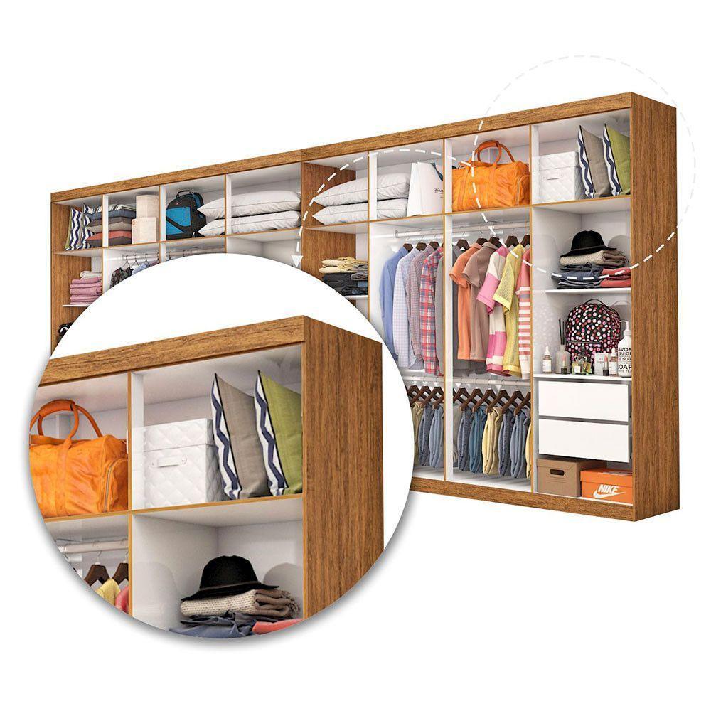 Closet Casal Duplo Rubi Premium 16 Portas 8 Gavetas Cinamomo - 6