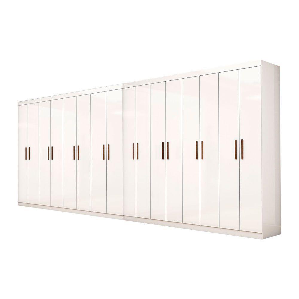Closet Casal Duplo Rubi Premium 16 Portas 8 Gavetas Branco - 10