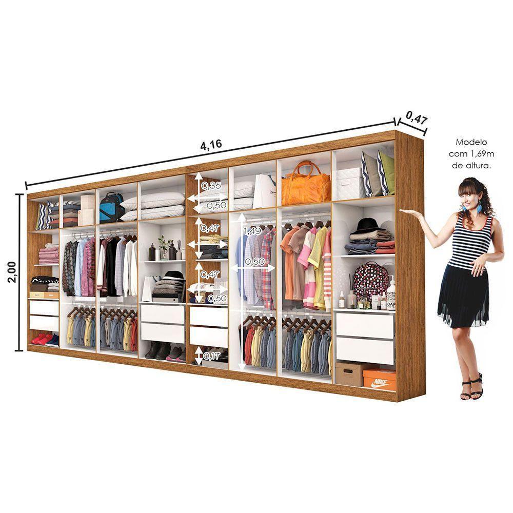 Closet Casal Duplo Rubi Premium 16 Portas Plus 8 Gavetas Cinamomo - 7