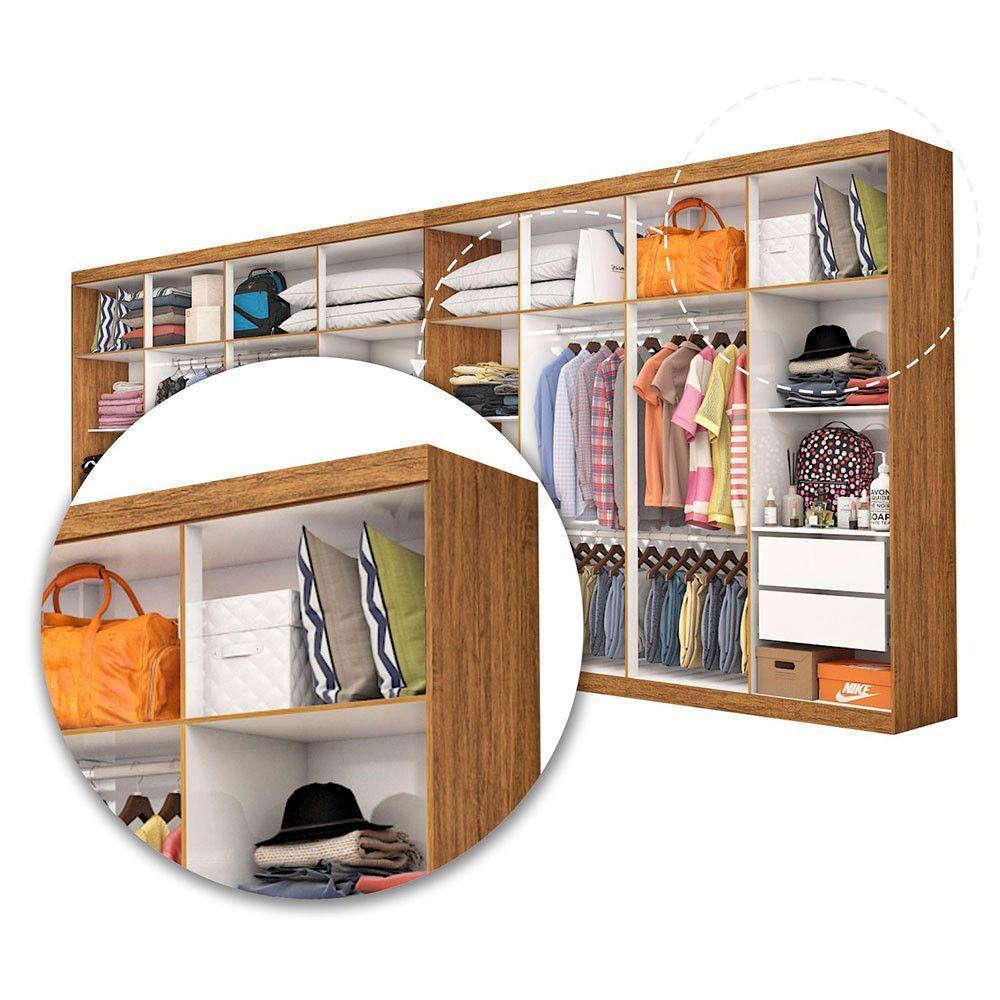 Closet Casal Duplo Rubi Premium 16 Portas Plus 8 Gavetas Cinamomo - 8