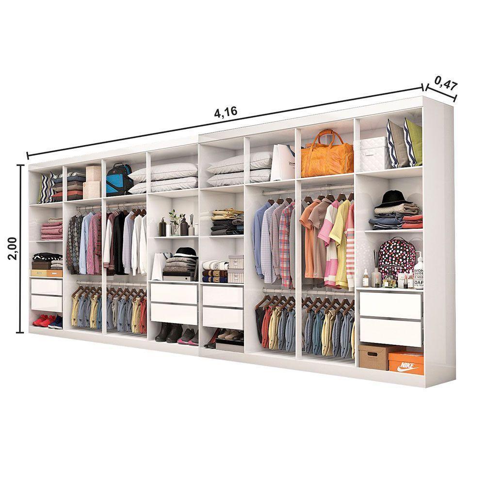 Closet Casal Duplo Rubi 8 Gavetas Branco - 10