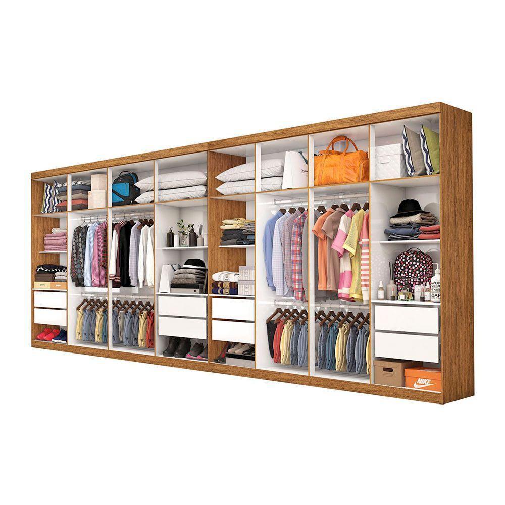 Closet Casal Duplo Rubi Premium 16 Portas 8 Gavetas Cinamomo Branco - 4