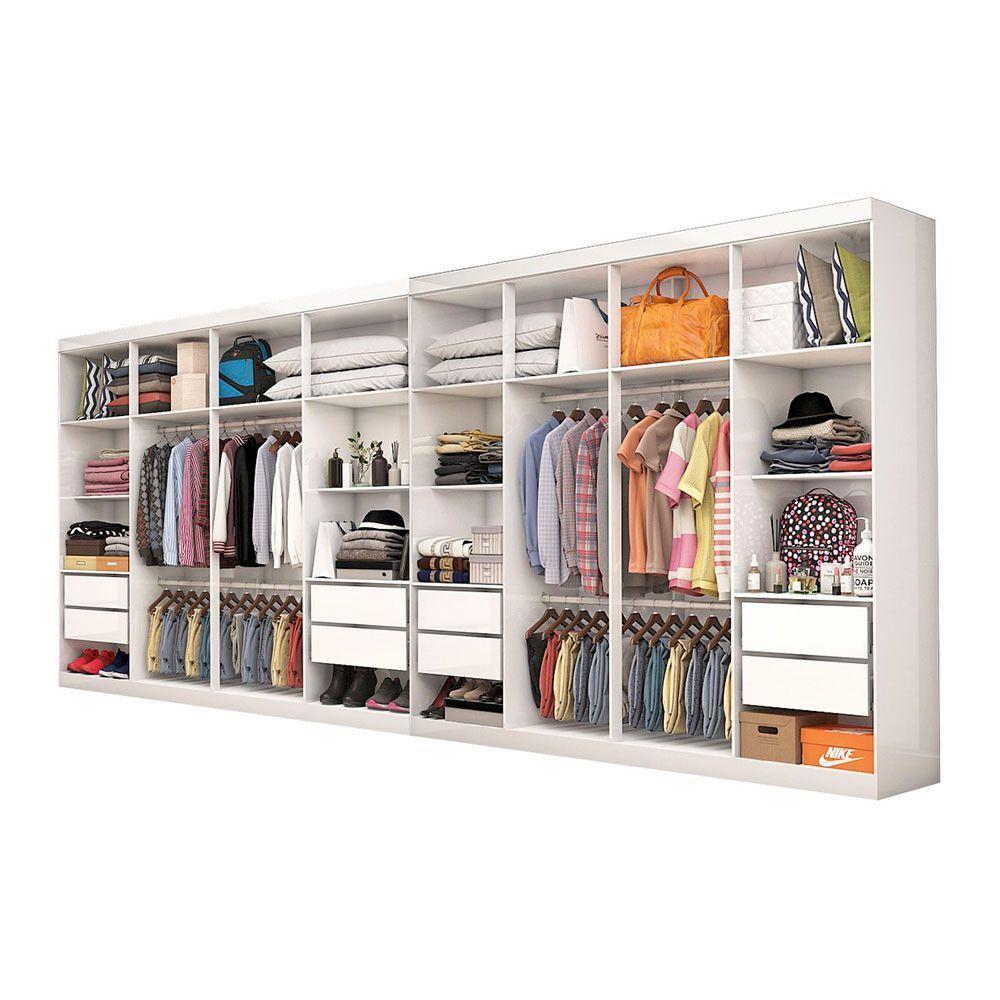 Closet Casal Duplo Rubi Premium 16 Portas Plus 8 Gavetas Branco Cinamomo - 2