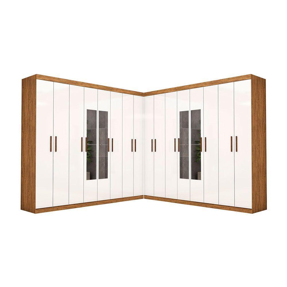 Closet Casal Duplo Rubi Premium 16 Portas C/espelho 8 Gaveta Cinamomo Branco - 6