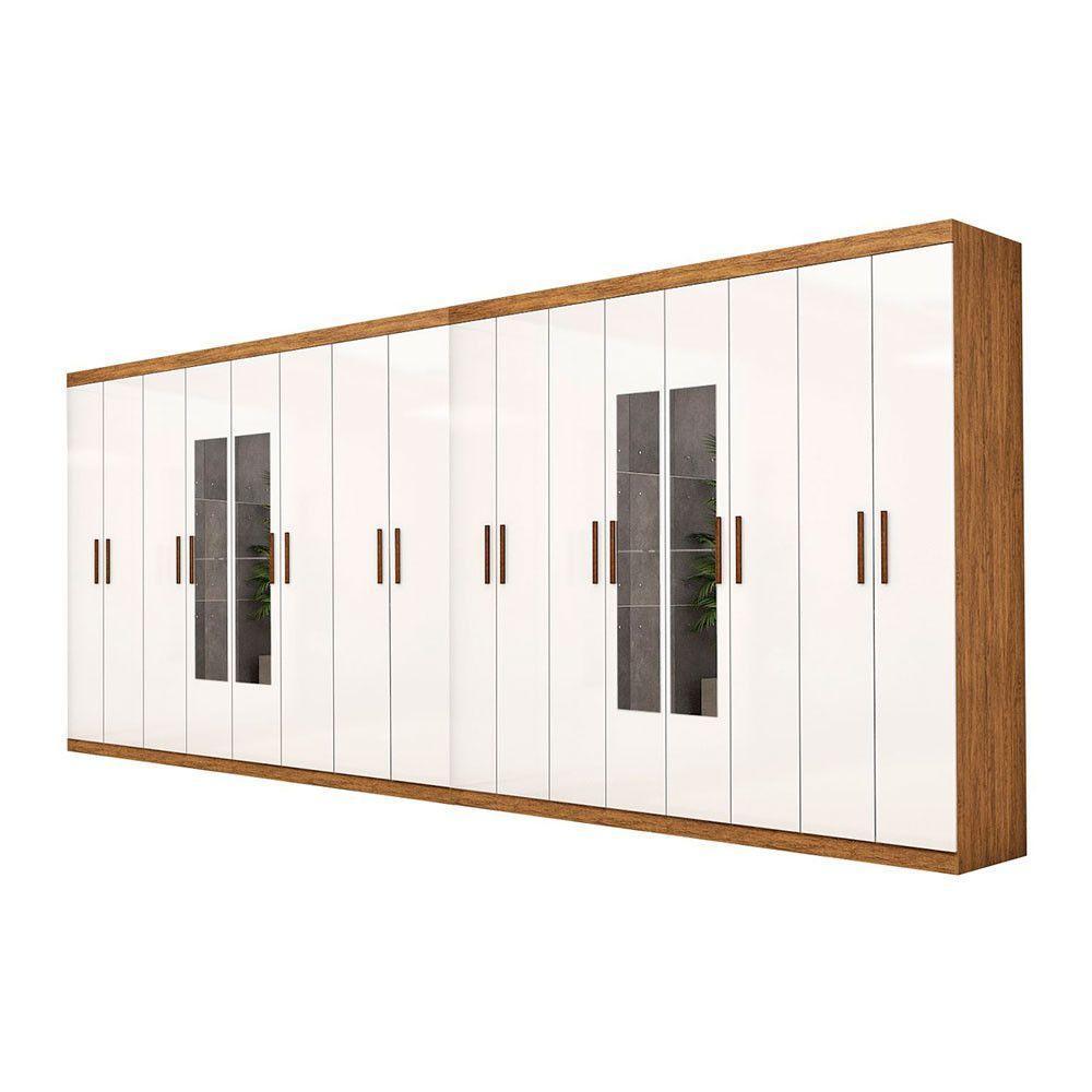 Closet Casal Duplo Rubi Premium 16 Portas C/espelho 8 Gaveta Cinamomo Branco - 10