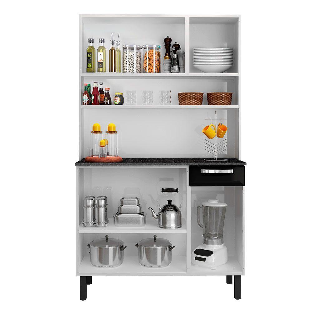 Armário De Cozinha Rose 6 Portas 1 Gaveta I3g1-105 Itatiaia Branco Com Preto - 3