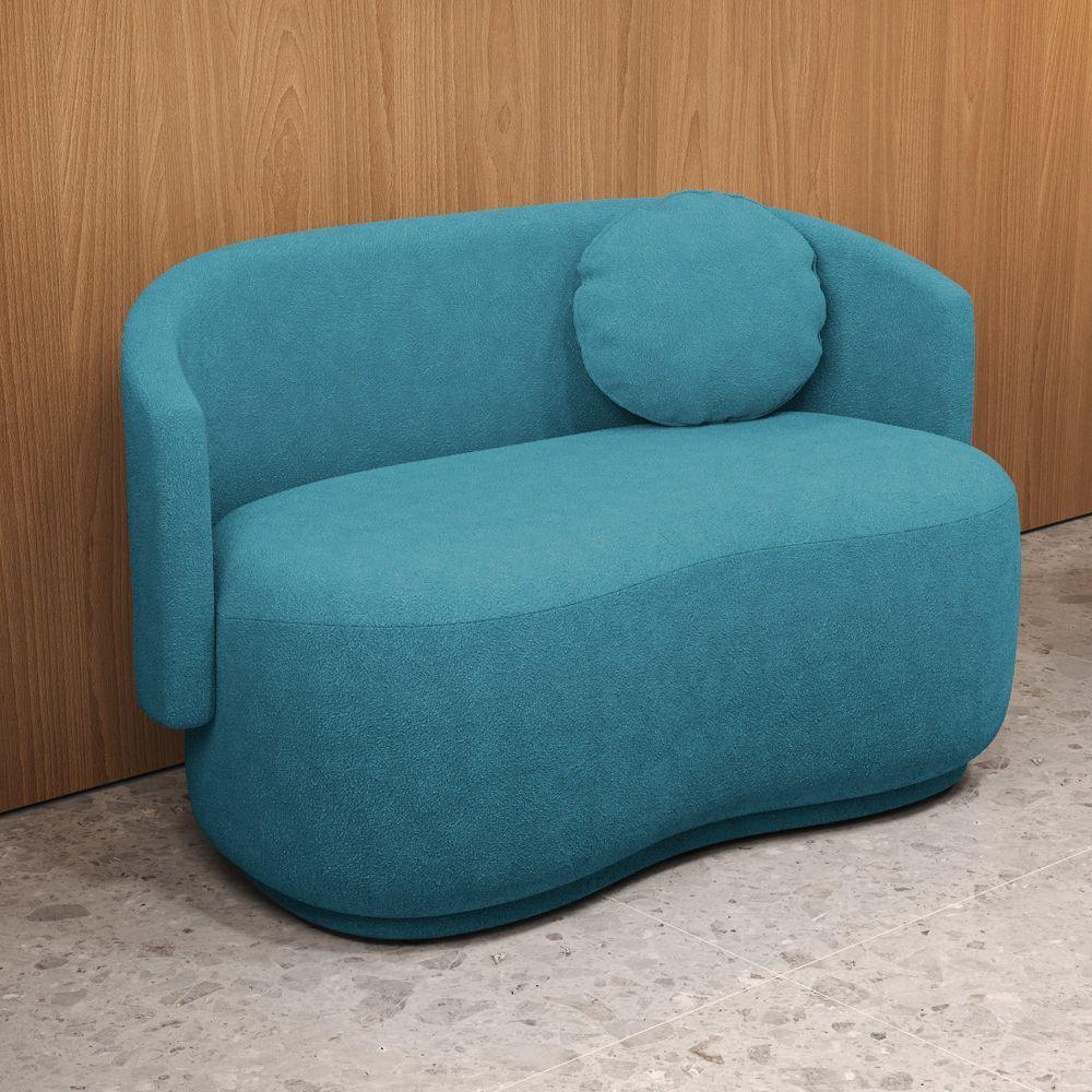 Kit 4 Almofadas Bolacha Redonda Cookie 40x40 Cm Veludo 7 Decor Azul Turquesa - 2