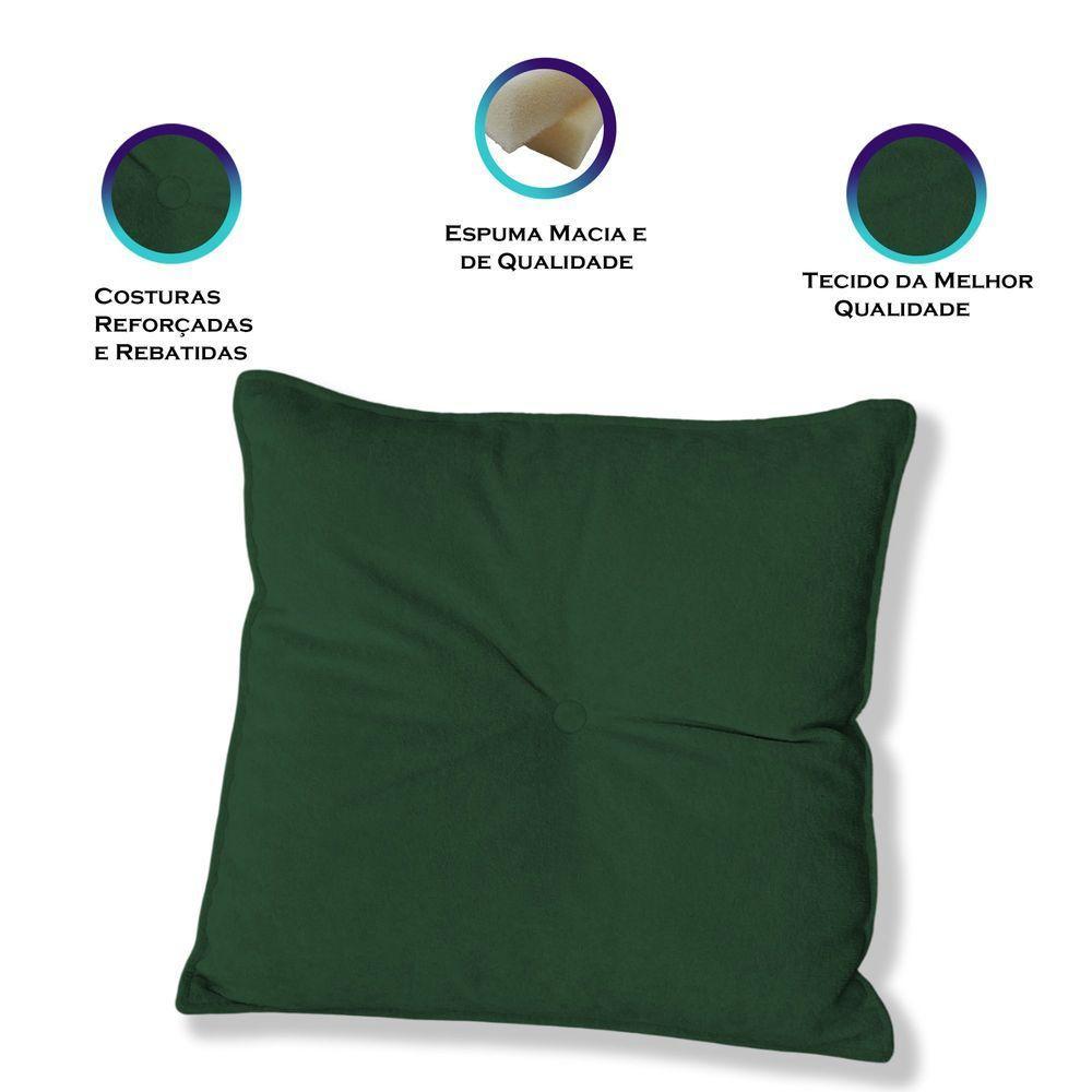 Kit 2 Almofadas Quadradas Tina Com Botão Central 50x50 Cm Boucle 7 Decor Verde Escuro - 3