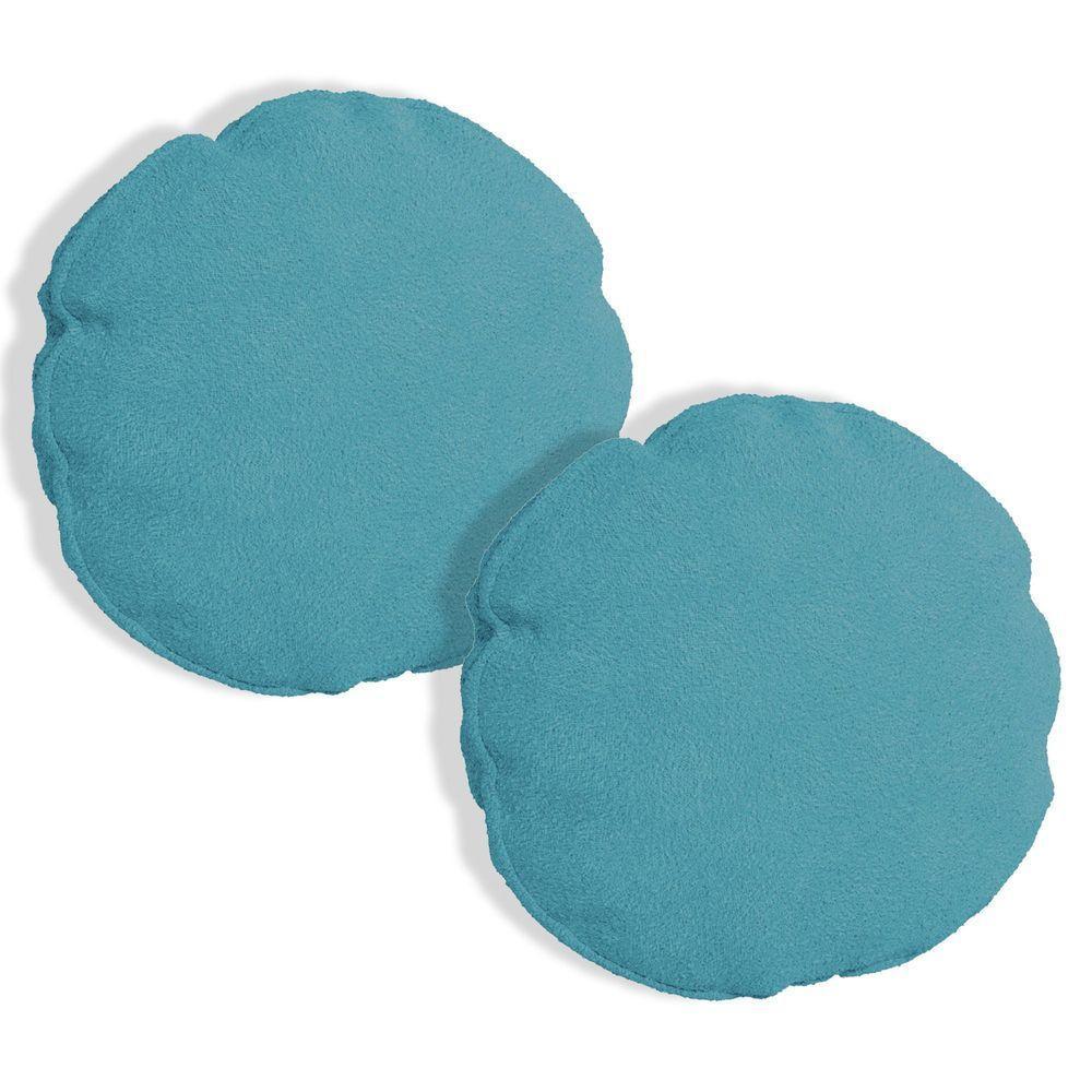 Kit 2 Almofadas Bolacha Redonda Cookie 40x40 Cm Boucle 7 Decor Azul Turquesa - 1