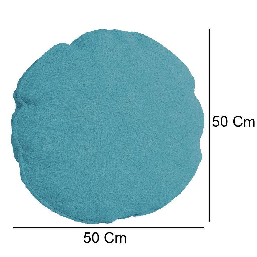 Kit 2 Almofadas Bolacha Redonda Cookie 40x40 Cm Boucle 7 Decor Azul Turquesa - 4