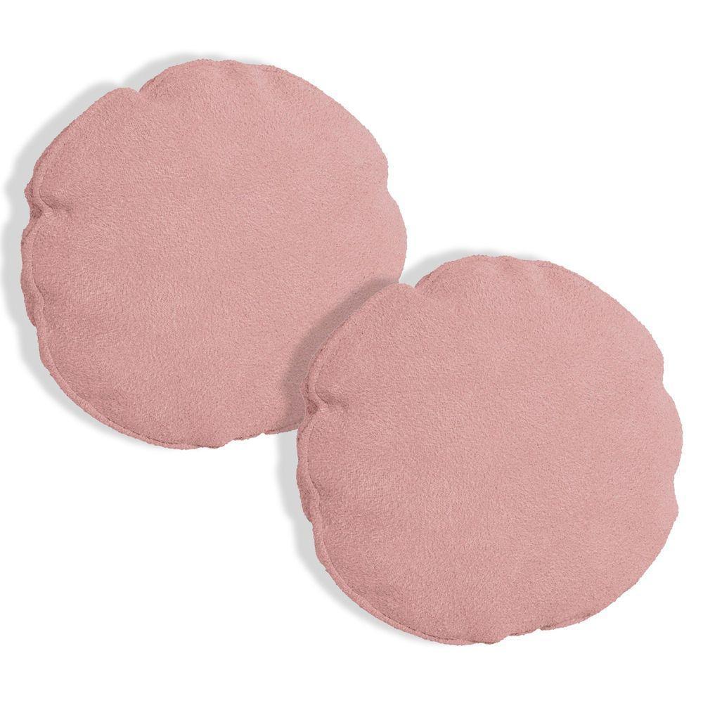 Kit 2 Almofadas Bolacha Redonda Cookie 40x40 Cm Veludo 7 Decor Rosa - 1