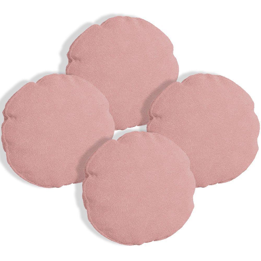 Kit 4 Almofadas Bolacha Redonda Cookie 40x40 Cm Veludo 7 Decor Rosa - 1