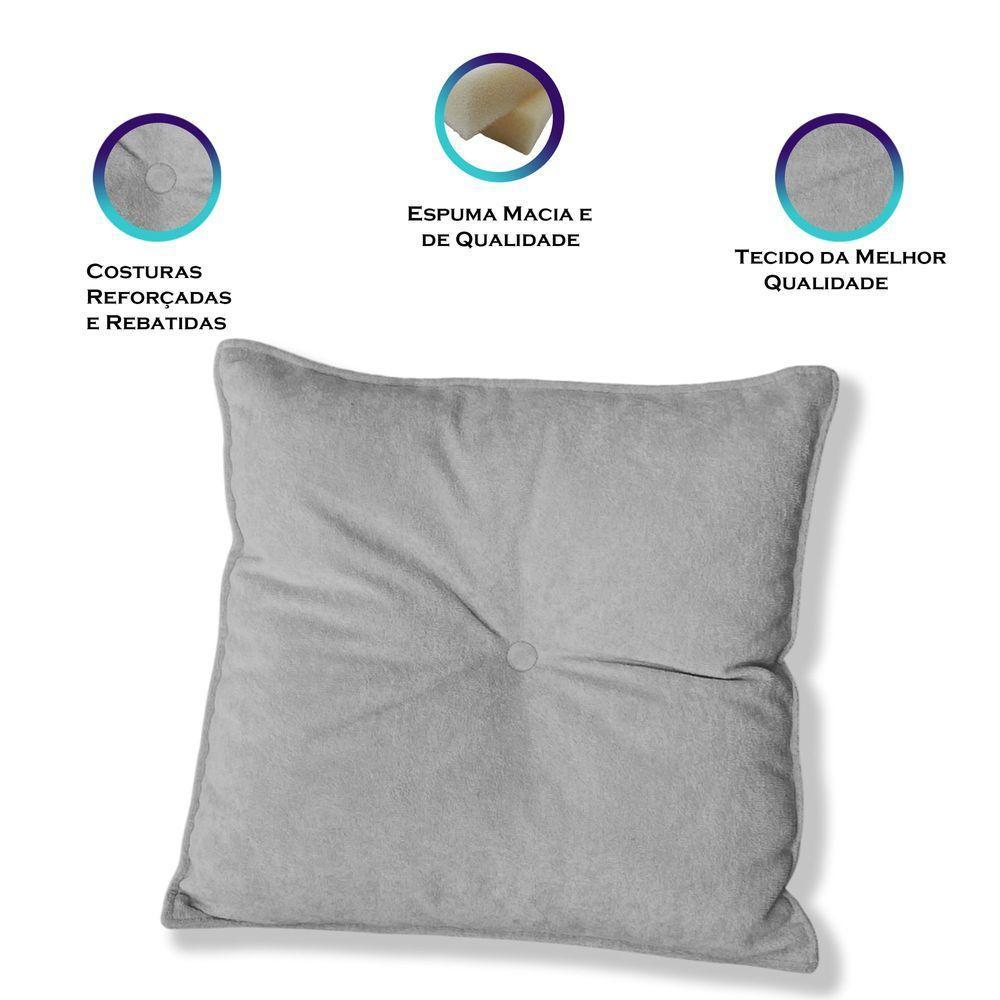 Kit 4 Almofadas Quadradas Tina Com Botão Central 50x50 Cm Boucle 7 Decor Prata - 3