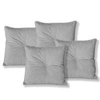 Kit 4 Almofadas Quadradas Tina Com Botão Central 50x50 Cm Boucle 7 Decor Prata - 1