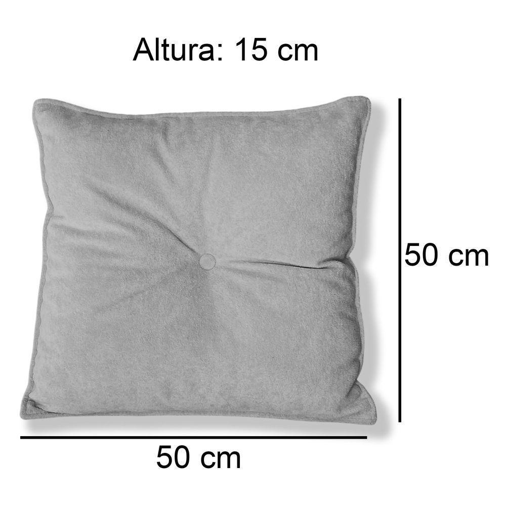 Kit 2 Almofadas Quadradas Tina Com Botão Central 50x50 Cm Veludo 7 Decor Prata - 4