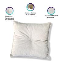 Kit 4 Almofadas Quadradas Tina Com Botão Central 50x50 Cm Veludo 7 Decor Bege - 3