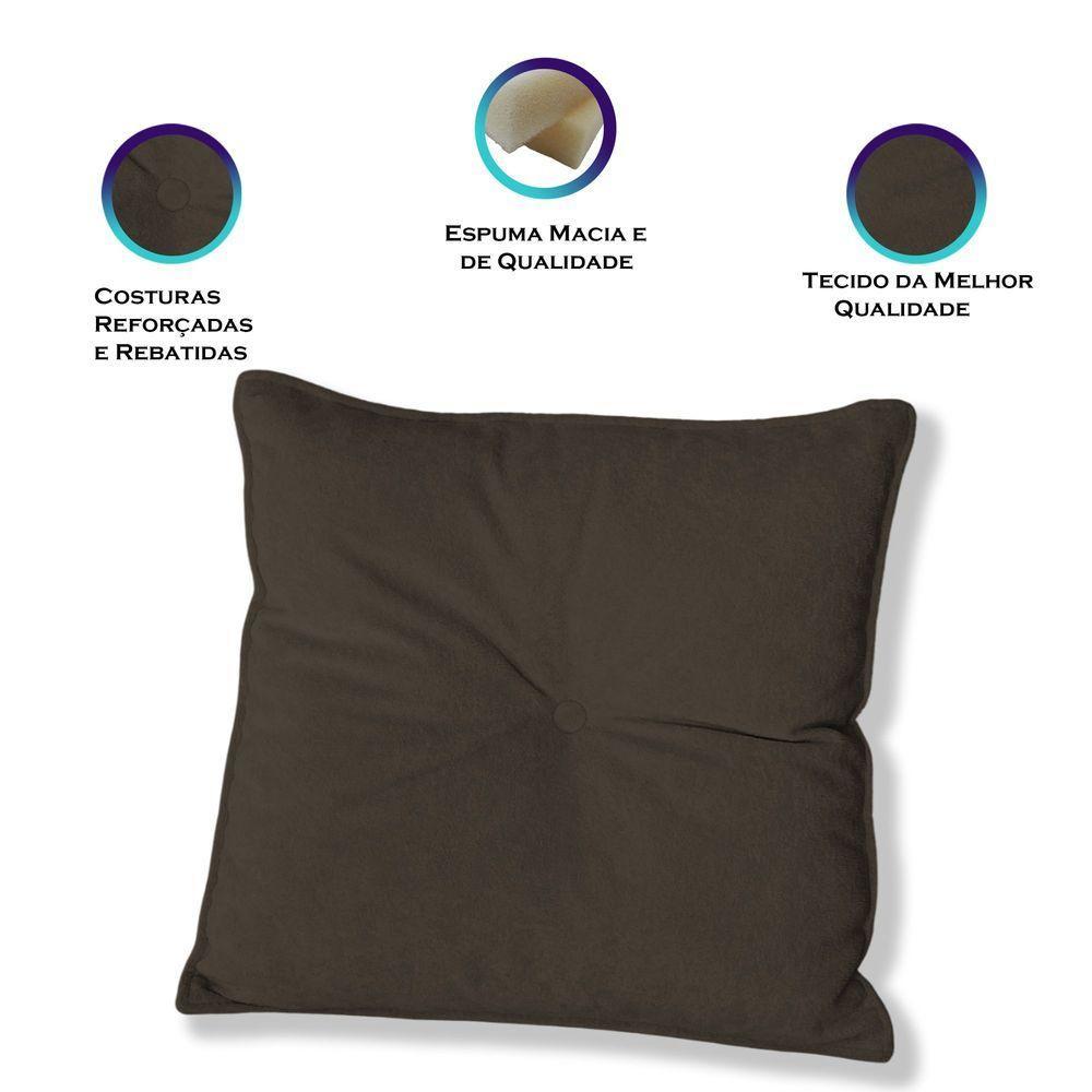 Kit 4 Almofadas Quadradas Tina Com Botão Central 50x50 Cm Boucle 7 Decor Marrom - 3