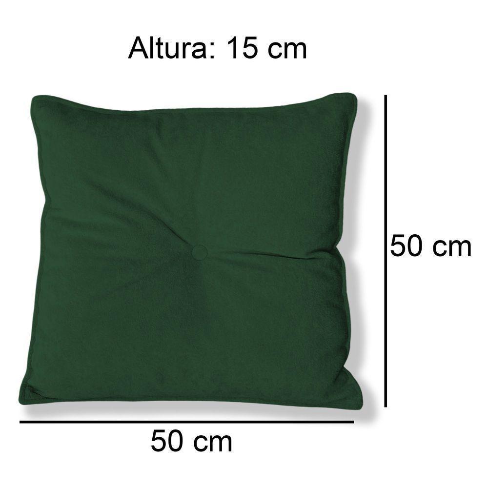 Kit 4 Almofadas Quadradas Tina Com Botão Central 50x50 Cm Veludo 7 Decor Verde Escuro - 4