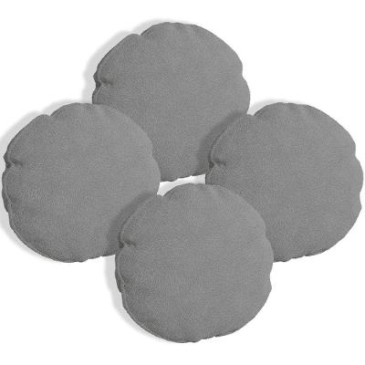 Kit 4 Almofadas Bolacha Redonda Cookie 40x40 Cm Veludo 7 Decor Cinza Escuro