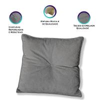 Kit 4 Almofadas Quadradas Tina Com Botão Central 50x50 Cm Boucle 7 Decor Cinza Escuro - 3