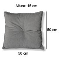 Kit 4 Almofadas Quadradas Tina Com Botão Central 50x50 Cm Boucle 7 Decor Cinza Escuro - 4