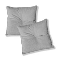 Kit 2 Almofadas Quadradas Tina Com Botão Central 50x50 Cm Boucle 7 Decor Prata - 1