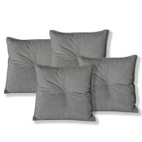 Kit 4 Almofadas Quadradas Tina Com Botão Central 50x50 Cm Veludo 7 Decor Cinza Escuro - 1