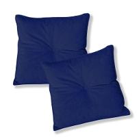 Kit 2 Almofadas Quadradas Tina Com Botão Central 50x50 Cm Veludo 7 Decor Azul Marinho - 1
