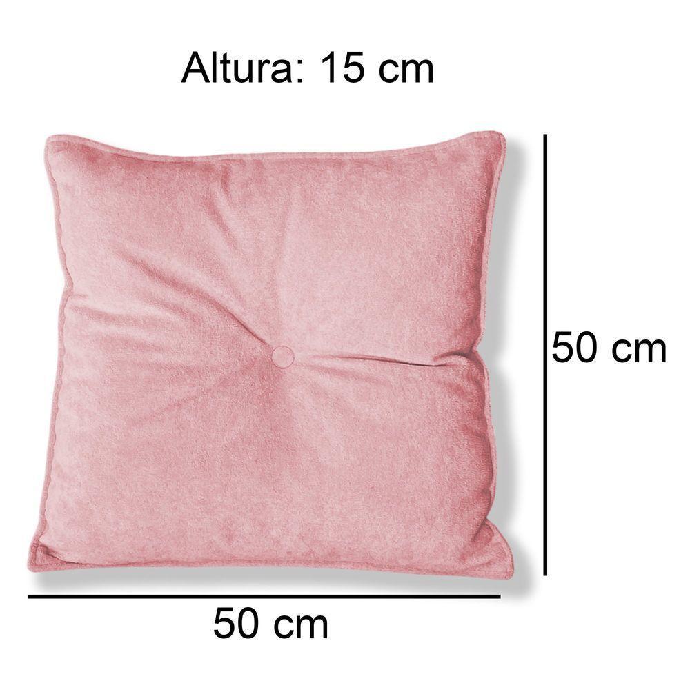Kit 2 Almofadas Quadradas Tina Com Botão Central 50x50 Cm Veludo 7 Decor Rosa - 4